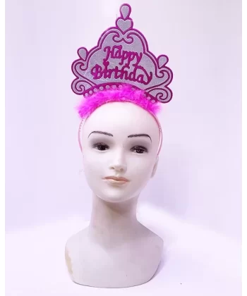 Happy Birthday Neon Pembe Renk Doğum Günü Tacı 24x15 Cm