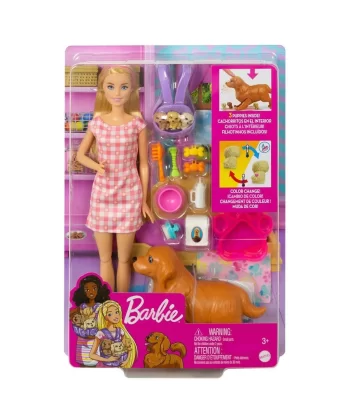 Hck75 Barbie Ve Yeni Doğan Köpekler Oyun Seti, Barbie Ve Hayvanları