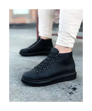 K&A  KA032 Kömür Bağcıklı Sneakers  Yarım Bilek Bot