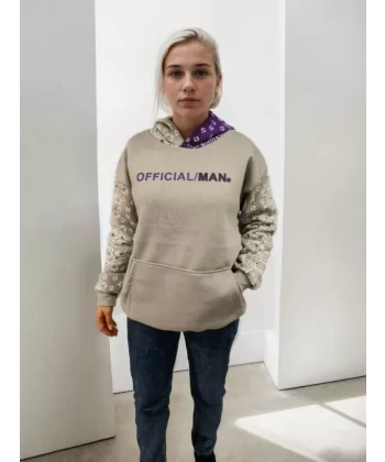 Kadın Baskılı Kapüşonlu Sweatshirt - Gri