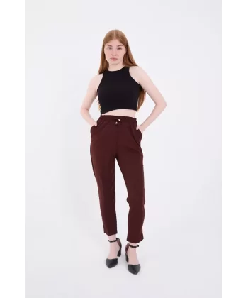 Kadın Tam Kalıp Basic Eşofman Pantolon - Bordo