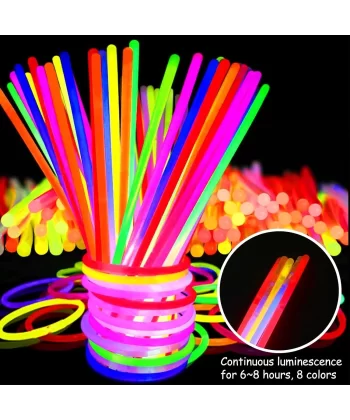 Karanlıkta Yanan Parlayan Fosforlu Glow Stick Çubuk Bileklik 50 Adet