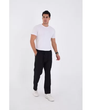 Kışlık Dabıl Kumaş Basic Eşofman Pantolon - Siyah