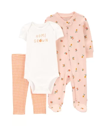 Kız Bebek Tulum Body Pantolon Set 3lü Paket  Renkli