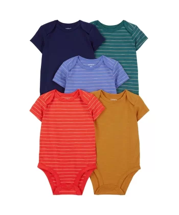 Layette Erkek Bebek 5li Kısa Kol Body  Karışık Renkli