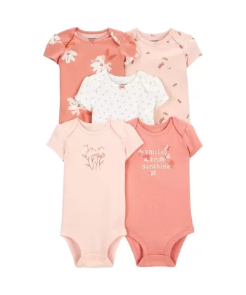 Layette Kız Bebek 5li Kısa Kol Body 1 Karışık Renkli