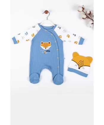 Little Fox Desenli % 100 Pamuk Erkek Bebek Tulumu