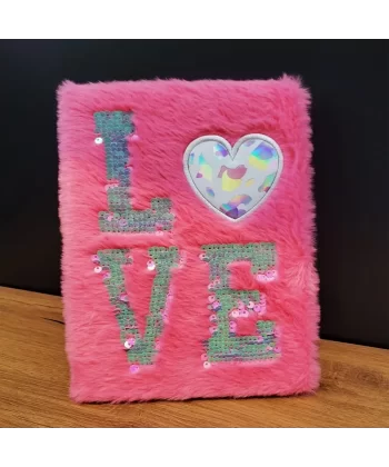 Love Tasarımlı Peluş Defter