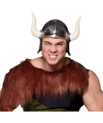 Mega Boynuzlu Viking Ivar Kaskı Eskitilmiş Desen Gümüş Renk