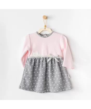 Meow Bebek Elbise Takım Pink Grey