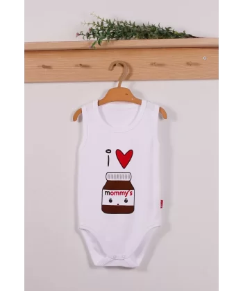 Mommys Cikolata Desenli Askılı Unisex Body