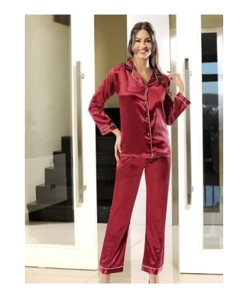 Nilay 2045 Bayan Patlı Saten Pijama Takımı