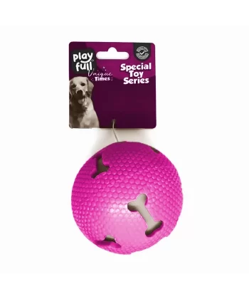 Playfull Işıklı Kemik Desenli Plastik Top Köpek Oyuncağı 7,5 Cm Pembe