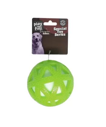 Playfull Işıklı Üçgen Desenli Plastik Top Köpek Oyuncağı 7,5 Cm Yeşil