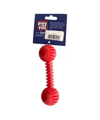 Playfull Sağlam Plastik Dental Dumbel Köpek Oyuncağı 12 x 3,5 cm Kırmızı