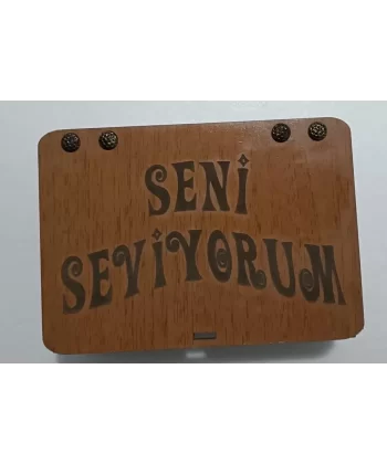 Seni Seviyorum Ahşap Hediye Kutusu Sevgiliye Hediye