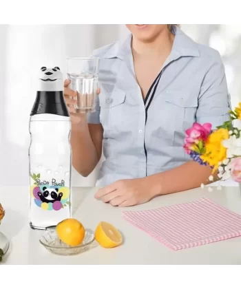 Sevimli Panda Tasarımlı Cam Suluk  Sızdırmaz 1000 Ml