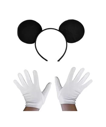 Siyah Mickey Mouse Tacı Ve Beyaz Eldiven Seti