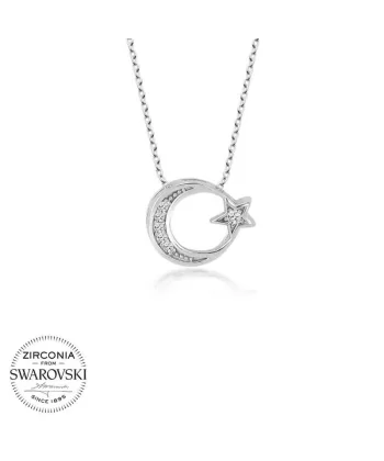 Swarovski Taşlı Gümüş Ayyıldız Bayan Kolye