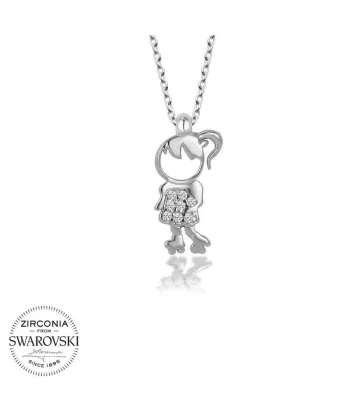 Swarovski Taşlı Gümüş Çocuk Bayan Kolye