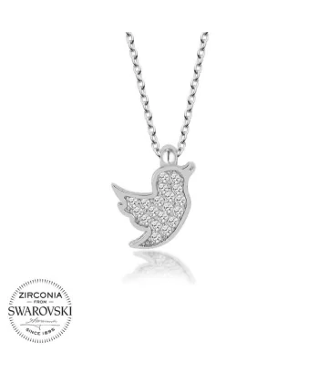 Swarovski Taşlı Gümüş Kuş Bayan Kolye