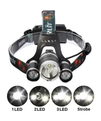 T6 Kafa Feneri 5000 Lumens 3xcree Xm-t6+2r5 Lamba Led Kamp Lambası