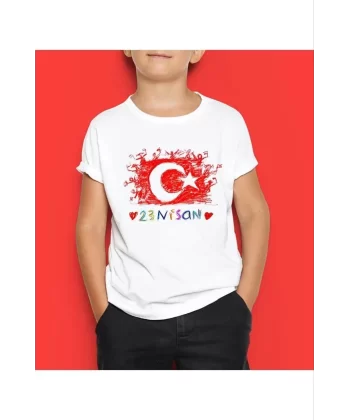 Unisex Çocuk Baskılı T-Shirt - Beyaz