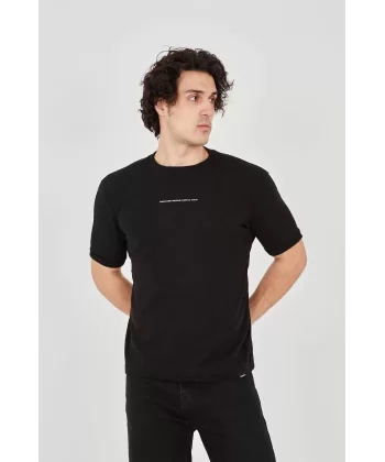 Unisex Jakar Kumaş Slim Fit T-Shirt - Siyah