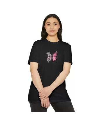 Unisex Kadın Bisiklet Yaka Baskılı T-Shirt - Siyah