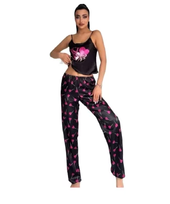 Victoria Secret 8005 Kadın Saten Askılı Pijama Takım