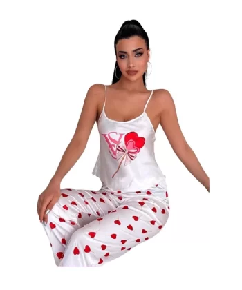 Victoria Secret 8007 Kadın Saten Askılı Pijama Takım