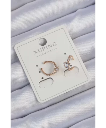 Xuping Rose Renk Zirkon Taşlı Yıldız Model Earcuff Küpe