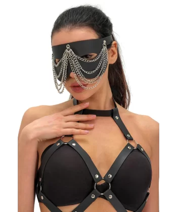 Zincirli Deri Maske 800273MAS