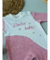 0-3 3-6 Ay Lucky Baby Nakışlı Es Çizgi Boy Şapkalı Kız Bebek Tulumu