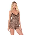 Arias Closet Leopar Saten Babydoll Şort Takımı