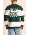 Bisiklet Yaka Parçalı Özel Üretim Sweatshirt- Yeşil