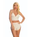 Ekru Lcralı Babydoll Şortlu Takım - 319