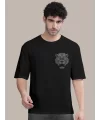 Erkek Baskılı Oversize T-shirt - Siyah