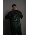 Erkek Bisiklet Yakalı Sırt Baskılı Oversize T-Shirt - Siyah