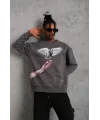 Erkek Güvercin Baskılı Sweatshirt - Gri