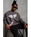 Erkek Güvercin Baskılı Sweatshirt - Gri