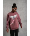 Erkek Güvercin Baskılı Sweatshirt - Gül Kurusu