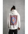 Erkek Kilim Desen Kapüşonlu Sweat- Beyaz