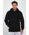 Erkek Uzun Kol Kapşonlu Basic Sweatshirt Hoodie - Siyah