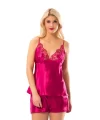 Fuşya Saten Babydoll Şortlu Takım - 297