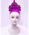 Happy Birthday Neon Fuşya Renk Doğum Günü Tacı 24x15 Cm