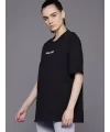 Kadın Baskılı Oversize T-shirt - Siyah