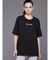 Kadın Baskılı Oversize T-shirt - Siyah