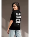 Kadın Baskılı Oversize T-shirt - Siyah