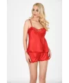 Kırmızı Saten Babydoll Şortlu Takım - 282